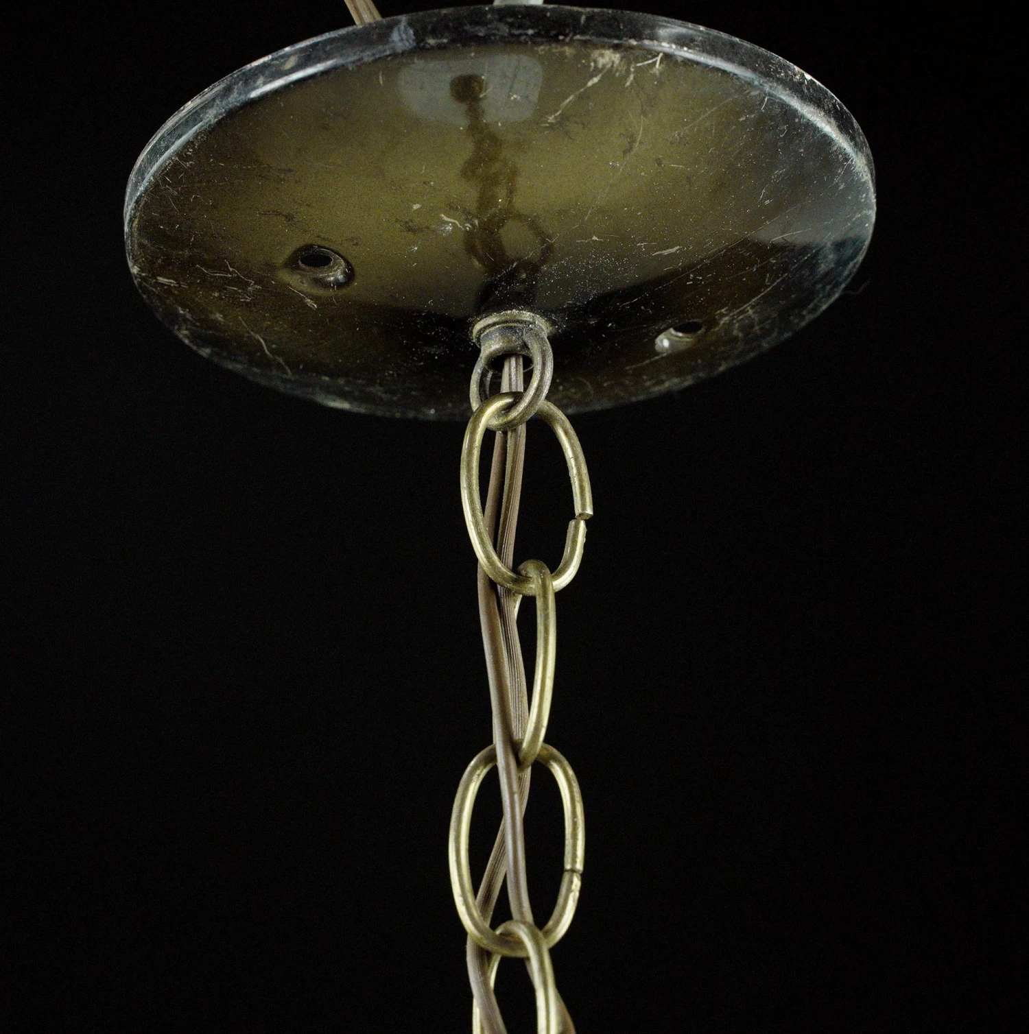 Antique Schoolhouse Brick Pattern Milk Glass Globe Brass Chain Pendant Light 7 Antique Schoolhouse Brick Pattern Milk Glass Globe Brass Chain Pendant Light - Image 5