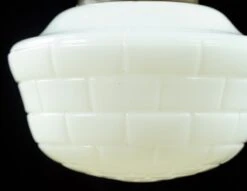 Antique Schoolhouse Brick Pattern Milk Glass Globe Brass Chain Pendant Light 16 Antique Schoolhouse Brick Pattern Milk Glass Globe Brass Chain Pendant Light -OGT Sale Store q283001 07