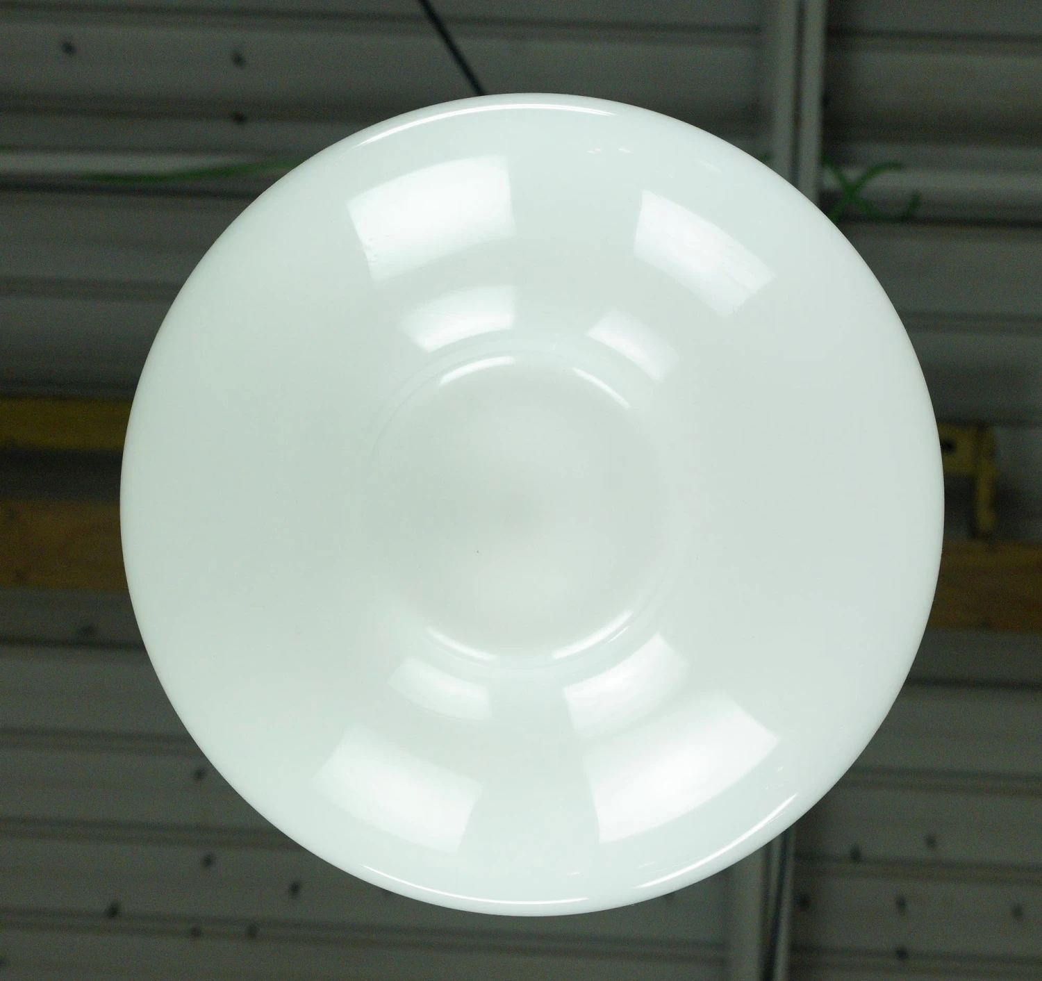 Vintage Schoolhouse Milk Glass Globe Aluminum Chain Pendant Light 11 Vintage Schoolhouse Milk Glass Globe Aluminum Chain Pendant Light - Image 9