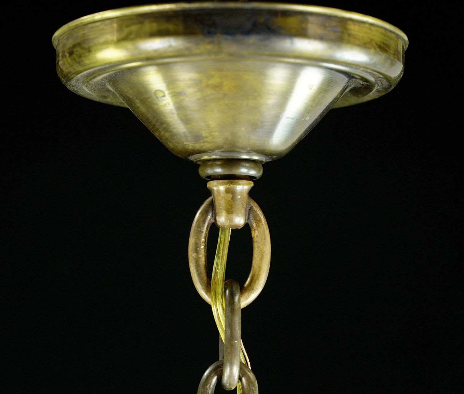 1940s Federal Bronze Clear Pebbled Glass Hanging Lantern 10 1940s Federal Bronze Clear Pebbled Glass Hanging Lantern - Image 8