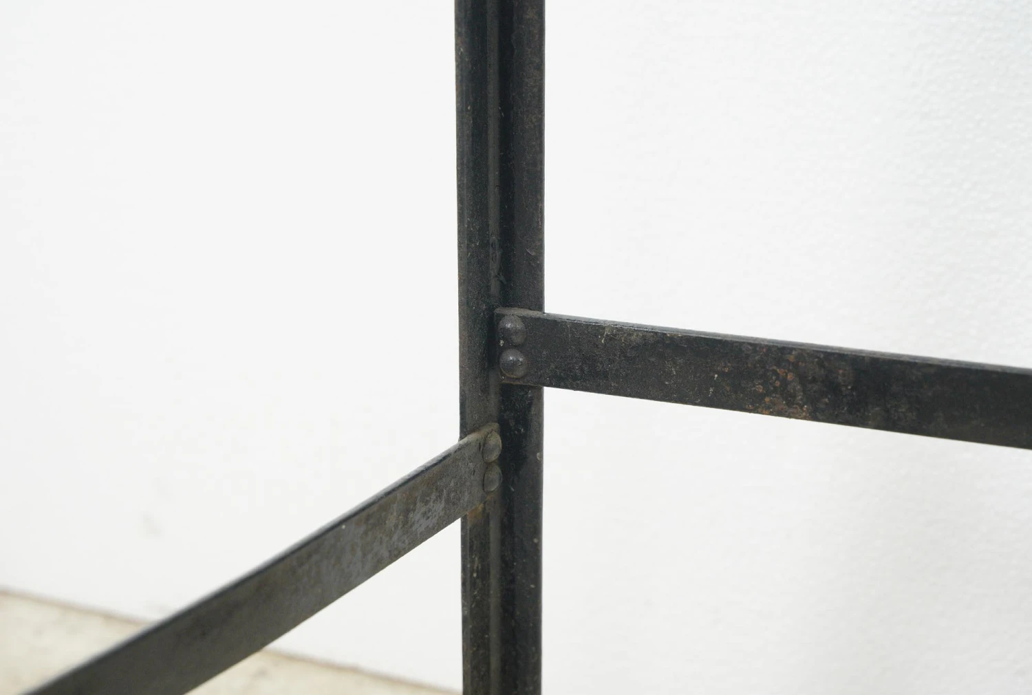 Vintage Black Steel & Red Wood Seat Counter Workshop Stool 10 Vintage Black Steel & Red Wood Seat Counter Workshop Stool - Image 8