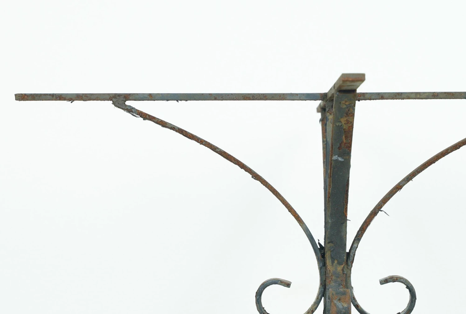 Reclaimed 27 In. H Cross Shape Curled Wrought Iron Table Base 7 Reclaimed 27 In. H Cross Shape Curled Wrought Iron Table Base - Image 5