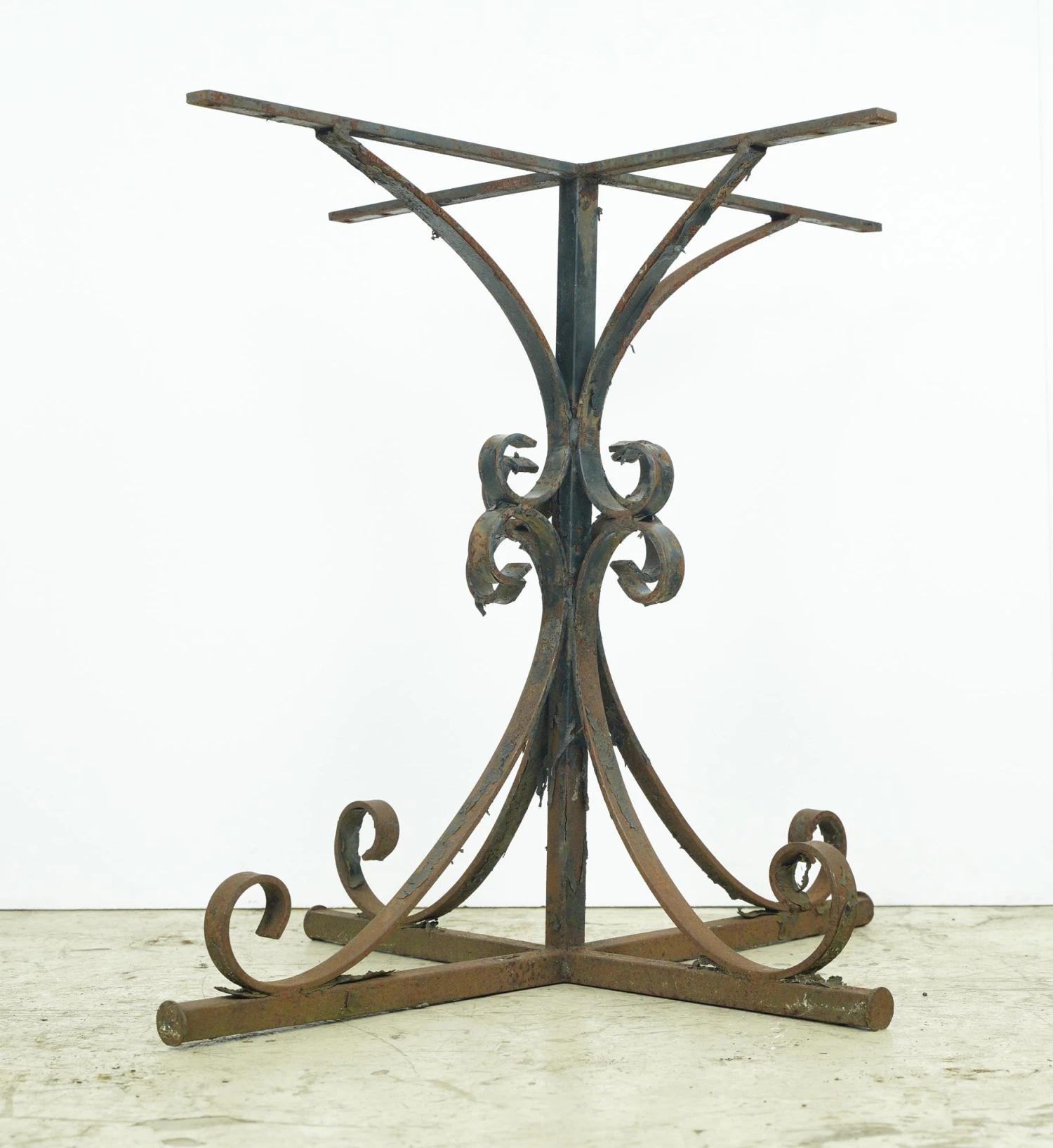 Reclaimed 27 In. H Cross Shape Curled Wrought Iron Table Base 10 Reclaimed 27 In. H Cross Shape Curled Wrought Iron Table Base - Image 8