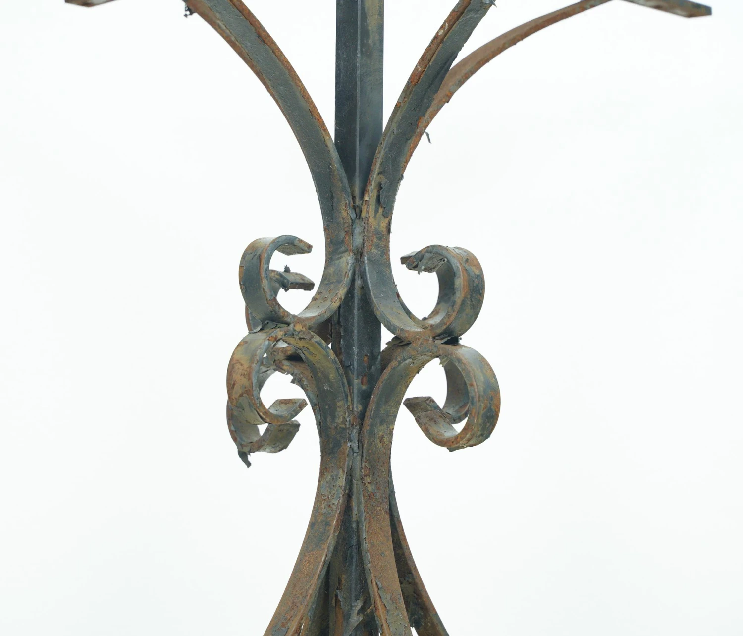 Reclaimed 27 In. H Cross Shape Curled Wrought Iron Table Base 11 Reclaimed 27 In. H Cross Shape Curled Wrought Iron Table Base - Image 9