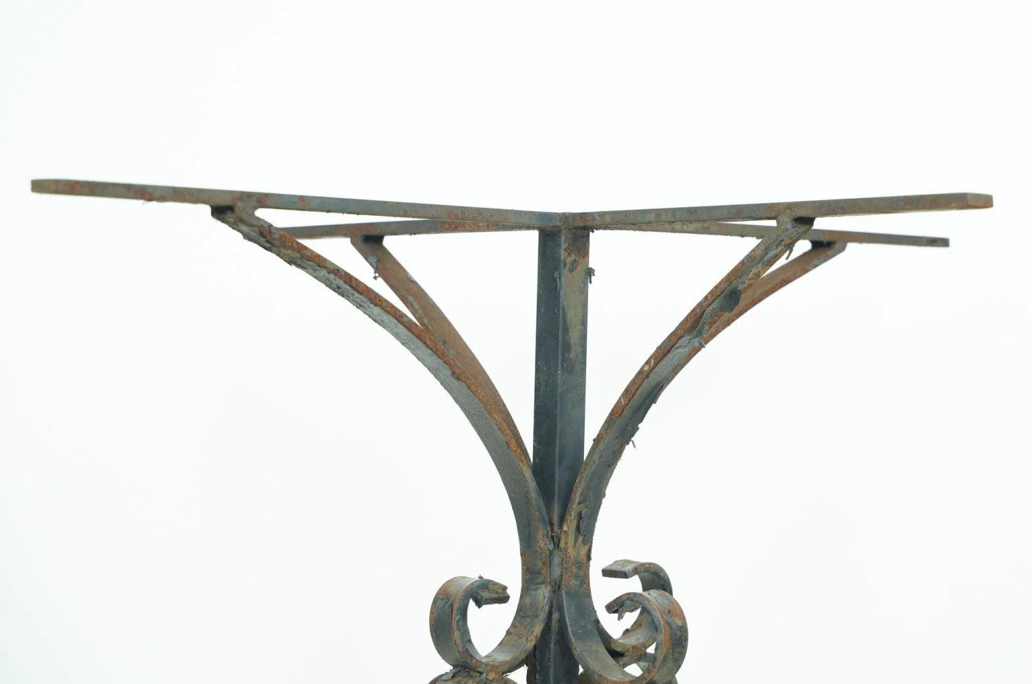 Reclaimed 27 In. H Cross Shape Curled Wrought Iron Table Base 12 Reclaimed 27 In. H Cross Shape Curled Wrought Iron Table Base - Image 10