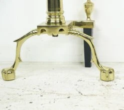 Pair Of Federal Steeple Polished Brass Claw Feet Andirons 16 Pair Of Federal Steeple Polished Brass Claw Feet Andirons -OGT Sale Store q283063 05