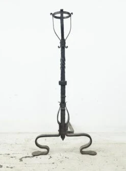 Pair Of Antique French Basket Top Wrought Iron Andirons 25 Pair Of Antique French Basket Top Wrought Iron Andirons -OGT Sale Store q283066 10