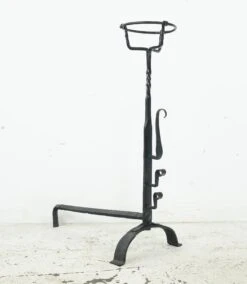 Pair Of Rare 18th Century Bask Top Wrought Iron Andirons 18 Pair Of Rare 18th Century Bask Top Wrought Iron Andirons -OGT Sale Store q283067 05