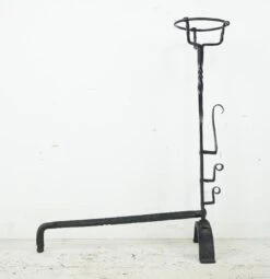 Pair Of Rare 18th Century Bask Top Wrought Iron Andirons 19 Pair Of Rare 18th Century Bask Top Wrought Iron Andirons -OGT Sale Store q283067 06