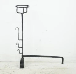 Pair Of Rare 18th Century Bask Top Wrought Iron Andirons 24 Pair Of Rare 18th Century Bask Top Wrought Iron Andirons -OGT Sale Store q283067 11