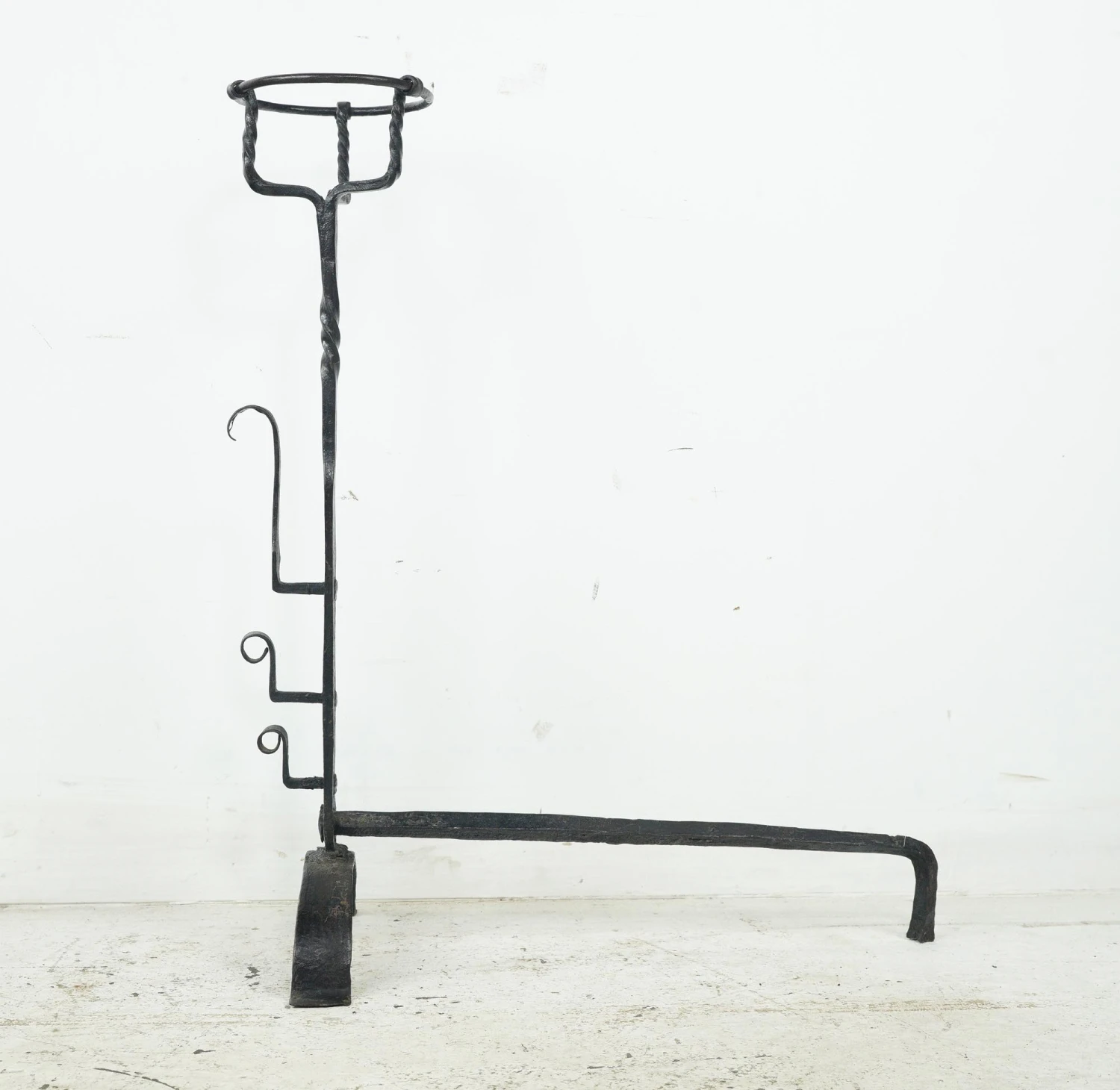 Pair Of Rare 18th Century Bask Top Wrought Iron Andirons 13 Pair Of Rare 18th Century Bask Top Wrought Iron Andirons - Image 11