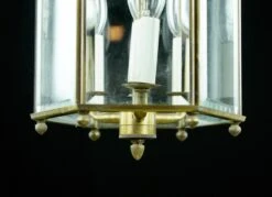 Vintage 3 Light Brass & Clear Glass Panel Pendant Light Lantern -OGT Sale Store q283084 05