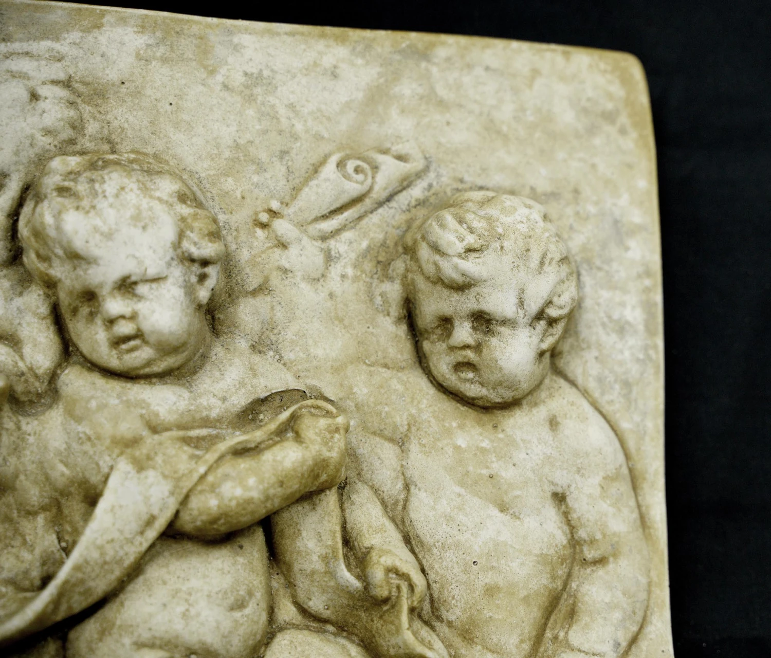 High Relief Concrete Three Angels Rectangular Wall Plaque 7 High Relief Concrete Three Angels Rectangular Wall Plaque - Image 5