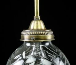 Italian Chevron Etched Crystal Egg Shaped Brass Pole Pendant Light -OGT Sale Store q283131 04