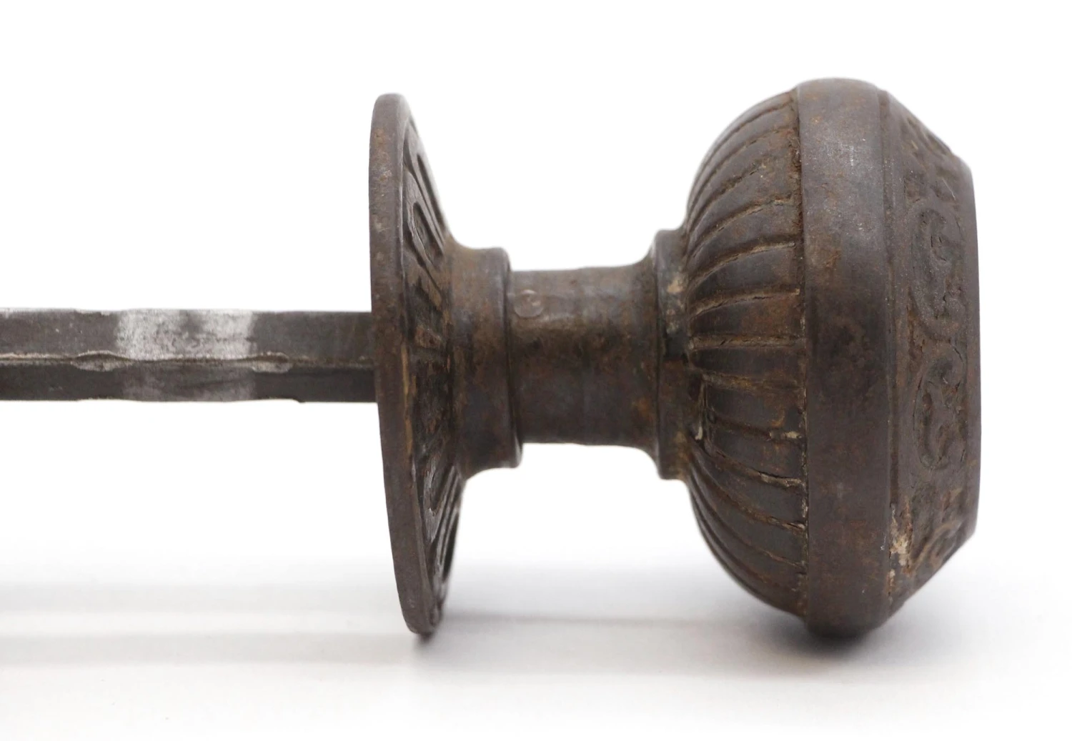 Antique Cast Iron Lady Greek & Black Porcelain Door Knob Set 8 Antique Cast Iron Lady Greek & Black Porcelain Door Knob Set - Image 6