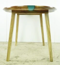 Handcrafted 4.5 Ft. Natural Maple Blue Resin River Oval Dining Table -OGT Sale Store q283235 12