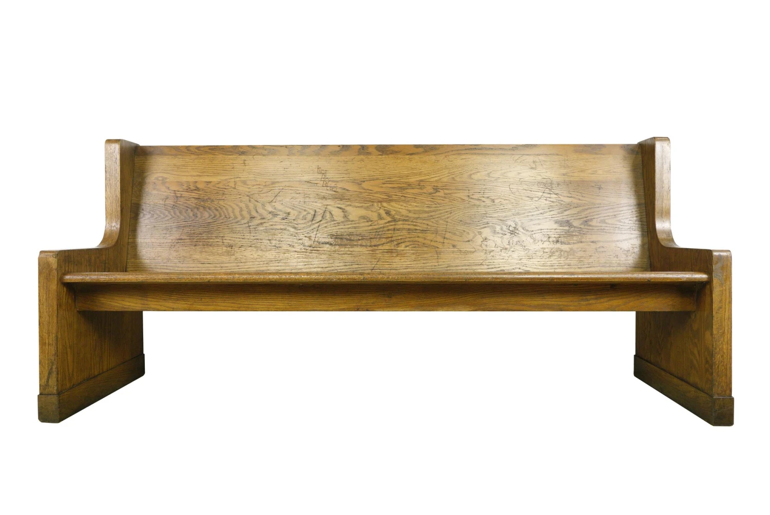 Vintage 6 Ft. Simple Design Oak Courtroom Bench 7 Vintage 6 Ft. Simple Design Oak Courtroom Bench - Image 5