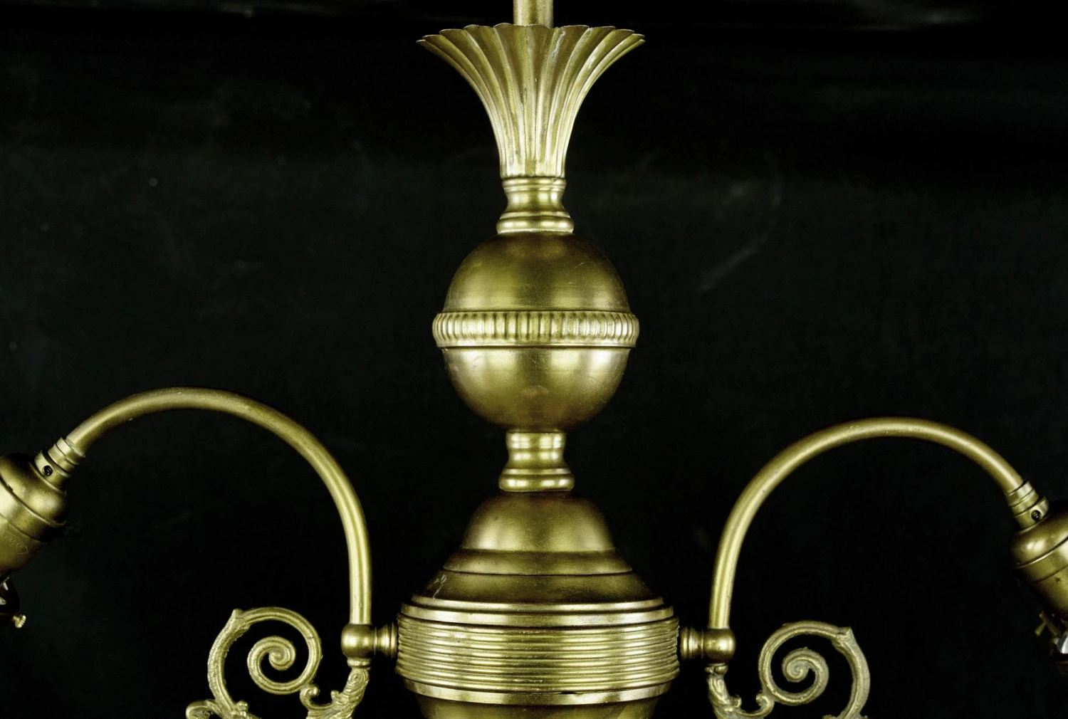 Antique Victorian Gas Converted Electric 2 Down Arm Brass Chandelier 7 Antique Victorian Gas Converted Electric 2 Down Arm Brass Chandelier - Image 5