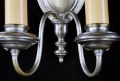 Restored Pair Of Colonial Nickeled Brass 2 Arm Wall Sconces 19 Restored Pair Of Colonial Nickeled Brass 2 Arm Wall Sconces -OGT Sale Store q283293 06