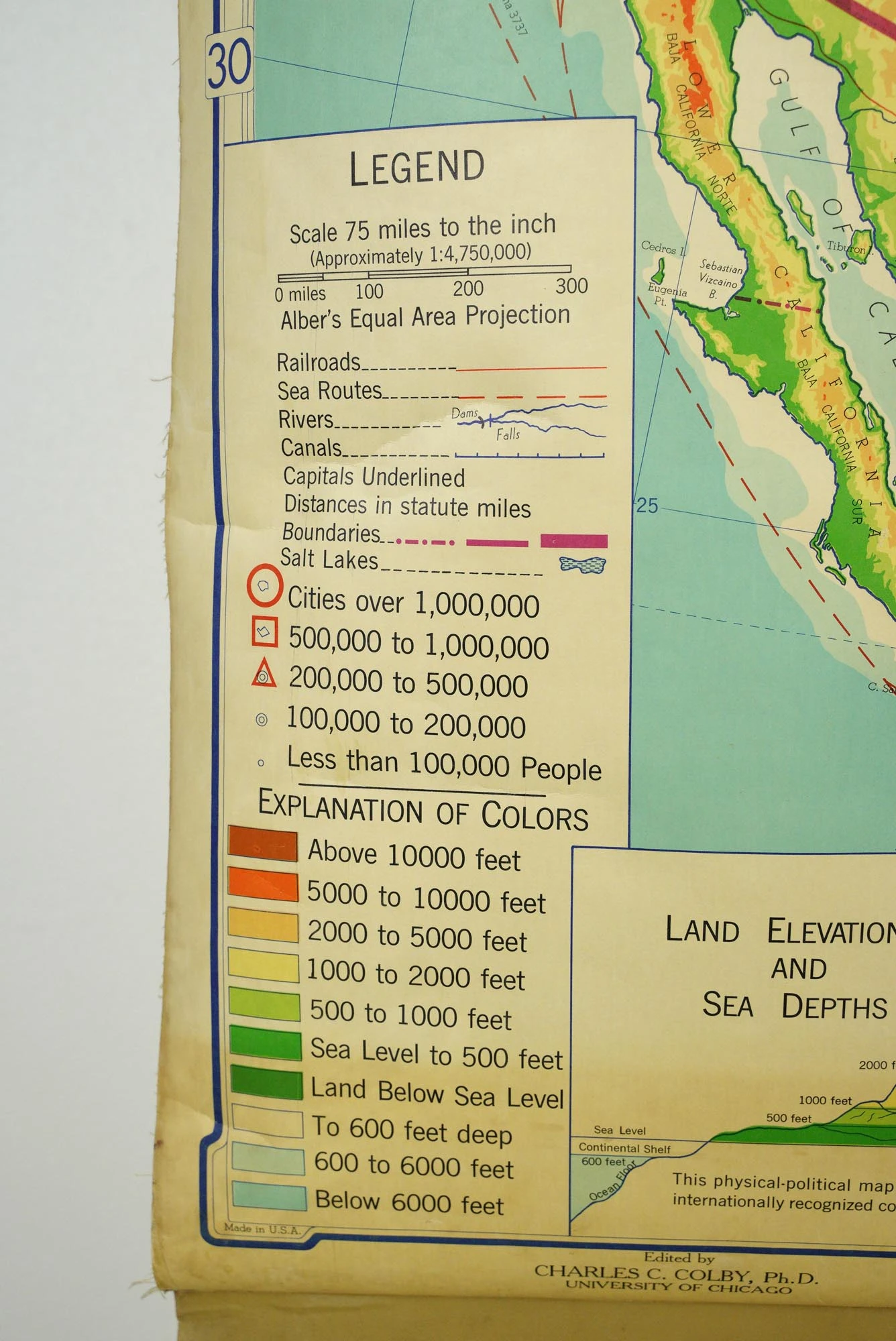 1964 Denoyer Geppert Series Canvas Mid America Roll Up Map 7 1964 Denoyer Geppert Series Canvas Mid America Roll Up Map - Image 5
