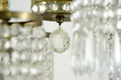 Restored Empire Crystal 6 Arm Brass Frame Chandelier 20 Restored Empire Crystal 6 Arm Brass Frame Chandelier -OGT Sale Store q283337 08