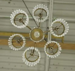 Restored Empire Crystal 6 Arm Brass Frame Chandelier 23 Restored Empire Crystal 6 Arm Brass Frame Chandelier -OGT Sale Store q283337 11