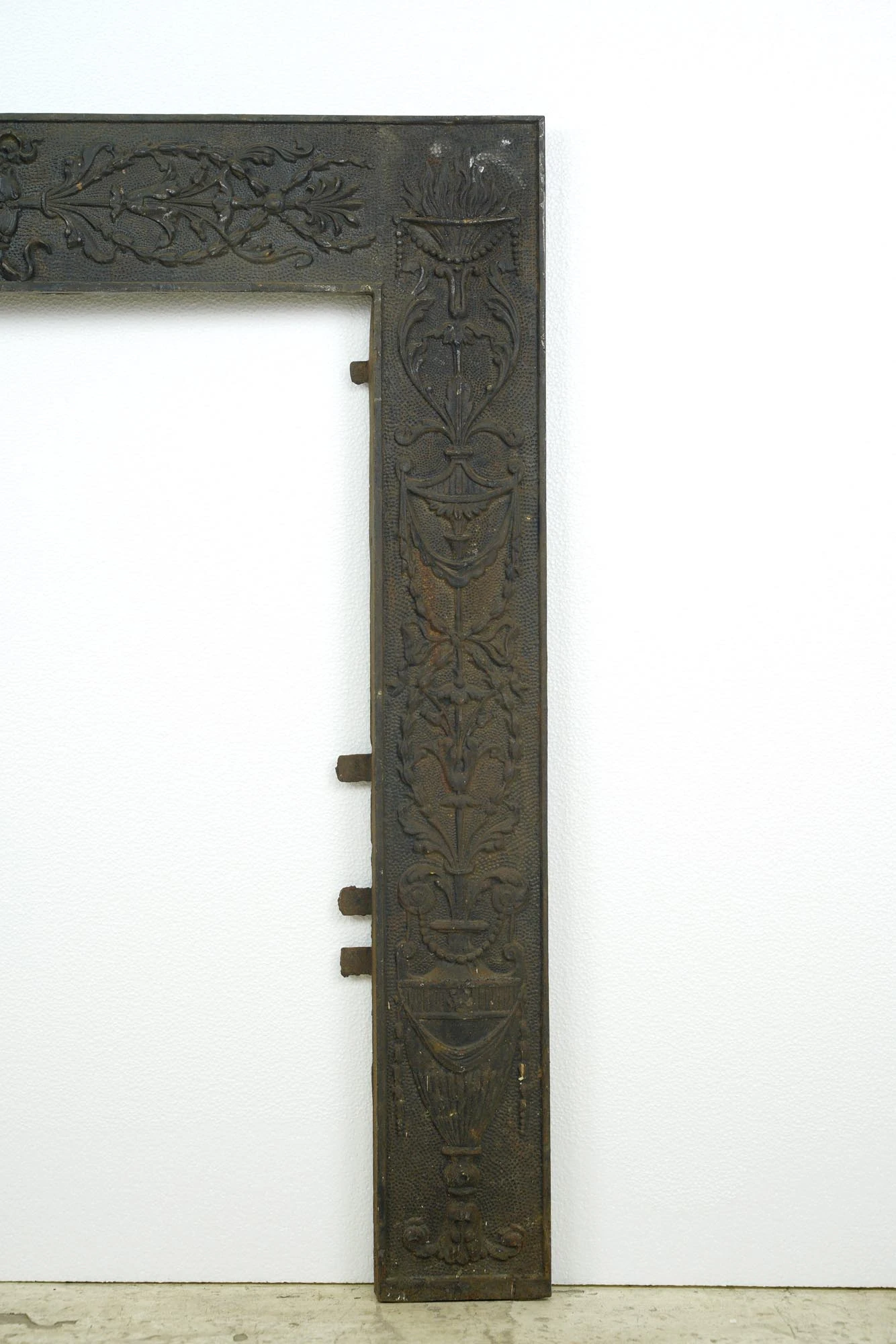 Antique Victorian Wreath Urn Motif Cast Iron 30 In. Square Fireplace Insert 8 Antique Victorian Wreath Urn Motif Cast Iron 30 In. Square Fireplace Insert - Image 6