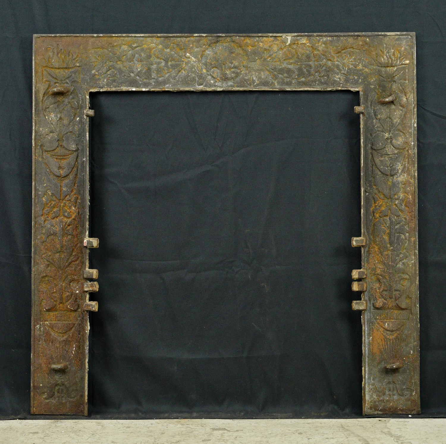 Antique Victorian White Painted Cast Iron Fireplace Insert Surround 9 Antique Victorian White Painted Cast Iron Fireplace Insert Surround - Image 7