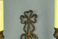 Pair Of French Ribbon & Floral Basket 2 Arm Brass Wall Sconces 16 Pair Of French Ribbon & Floral Basket 2 Arm Brass Wall Sconces -OGT Sale Store q283401 06