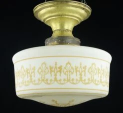 Vintage Orange Ornate White Globe Brass Fitter Semi Flush Mount Light 19 Vintage Orange Ornate White Globe Brass Fitter Semi Flush Mount Light -OGT Sale Store q283403 09