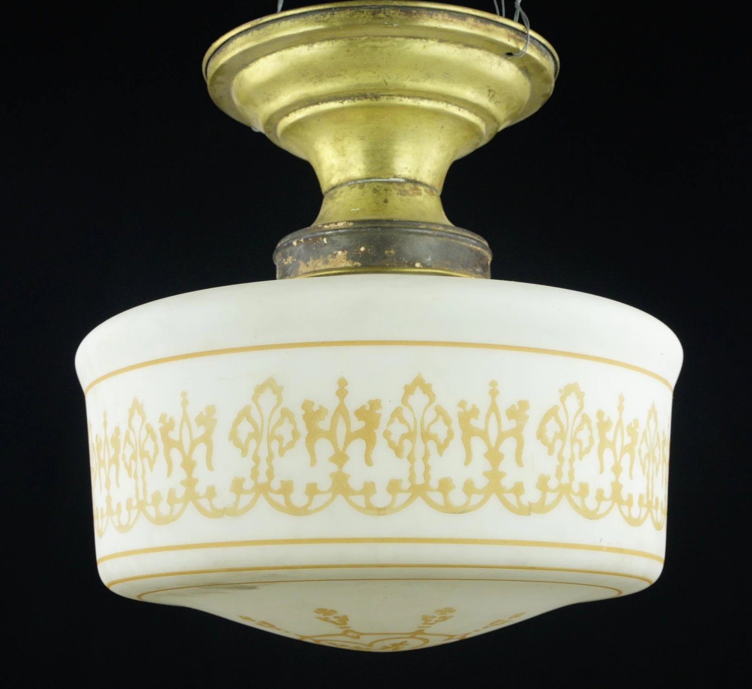 Vintage Orange Ornate White Globe Brass Fitter Semi Flush Mount Light 11 Vintage Orange Ornate White Globe Brass Fitter Semi Flush Mount Light - Image 9