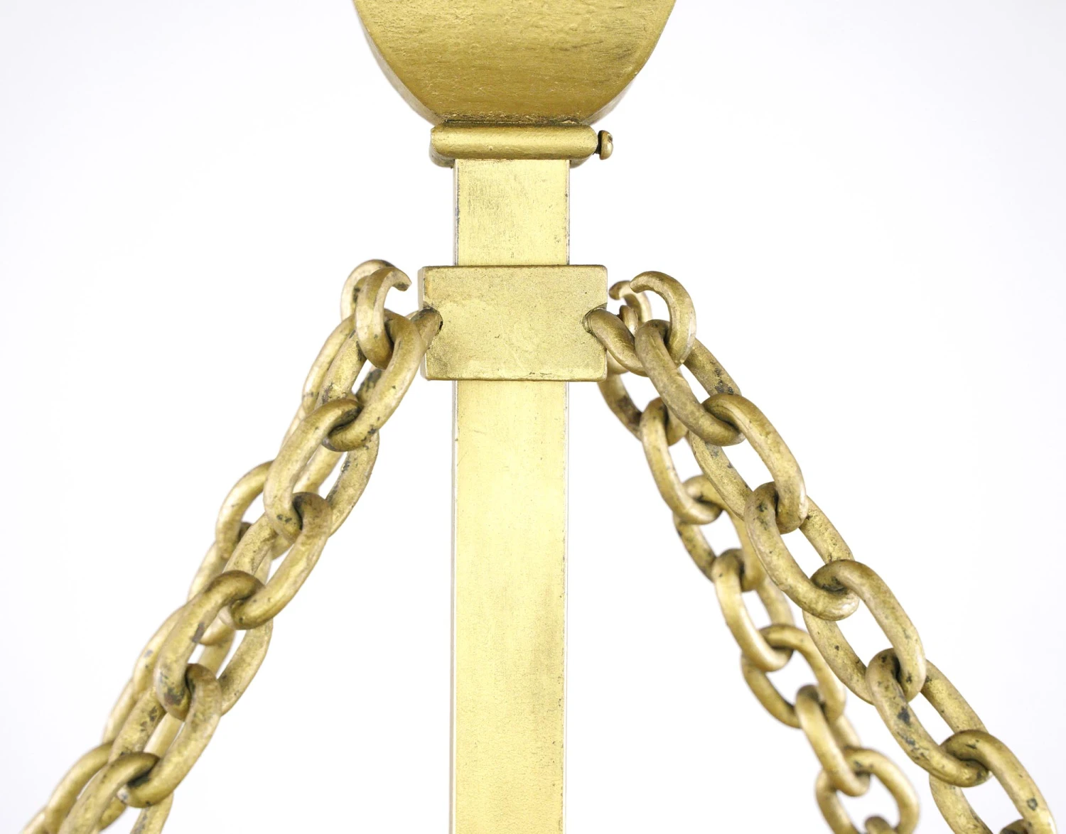 Arts & Crafts Figural Stained Glass Rectangular Brass Pendant Light 6 Arts & Crafts Figural Stained Glass Rectangular Brass Pendant Light - Image 4