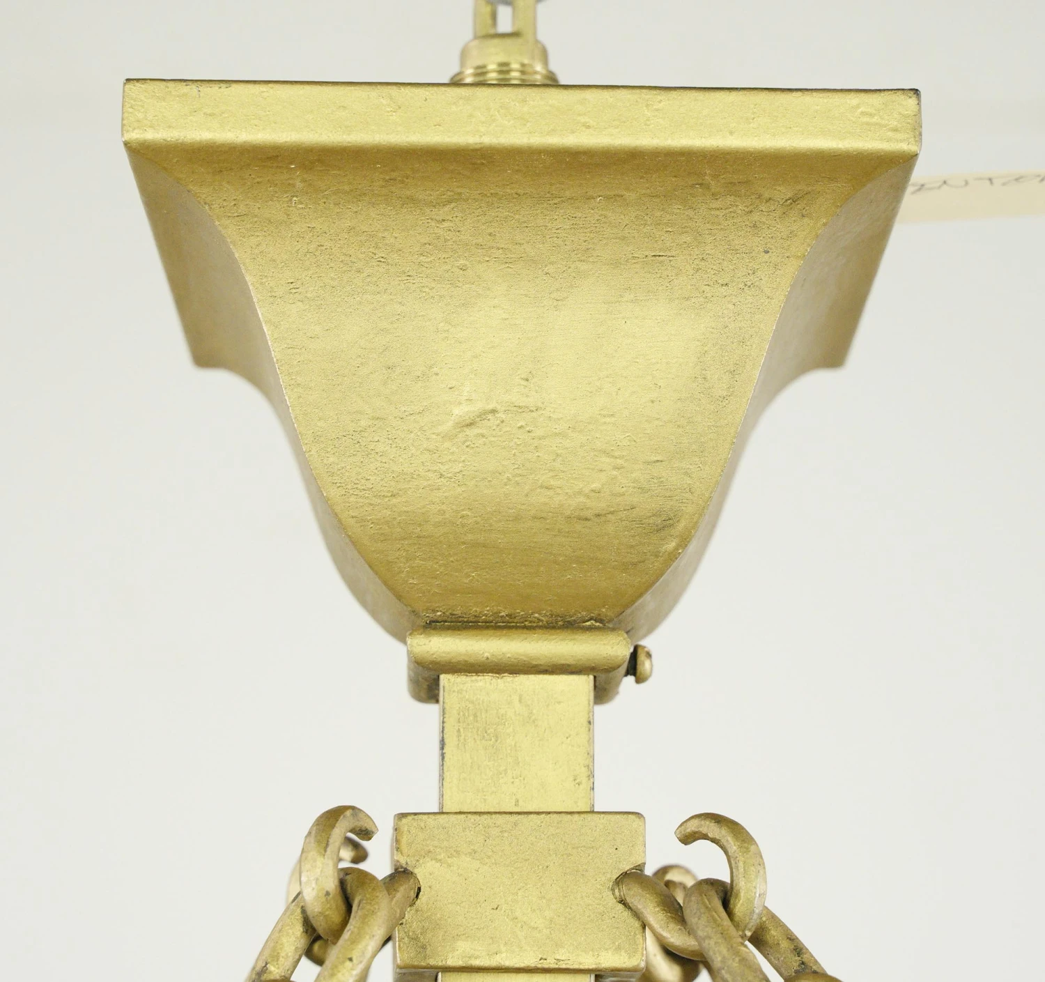 Arts & Crafts Figural Stained Glass Rectangular Brass Pendant Light 7 Arts & Crafts Figural Stained Glass Rectangular Brass Pendant Light - Image 5