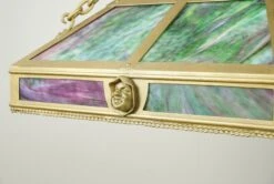 Arts & Crafts Figural Stained Glass Rectangular Brass Pendant Light 24 Arts & Crafts Figural Stained Glass Rectangular Brass Pendant Light -OGT Sale Store q284026 09