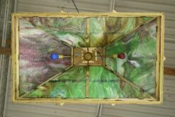 Arts & Crafts Figural Stained Glass Rectangular Brass Pendant Light 28 Arts & Crafts Figural Stained Glass Rectangular Brass Pendant Light -OGT Sale Store q284026 13