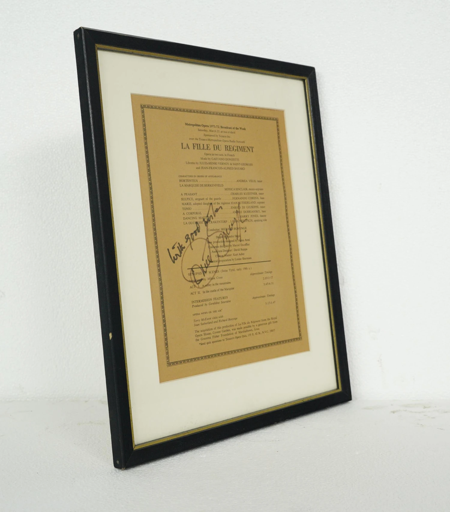 Framed & Signed Metropolitan Opera La Fille Du Regiment Program 6 Framed & Signed Metropolitan Opera La Fille Du Regiment Program - Image 4