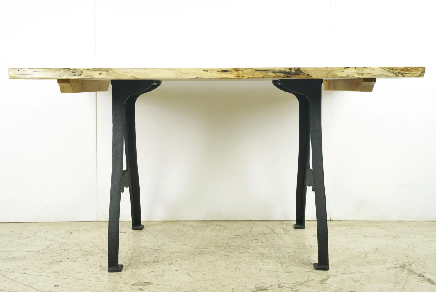 Handcrafted 57 In. Maple Live Edge NYC Cast Iron Leg Dining Table 6 Handcrafted 57 In. Maple Live Edge NYC Cast Iron Leg Dining Table - Image 4