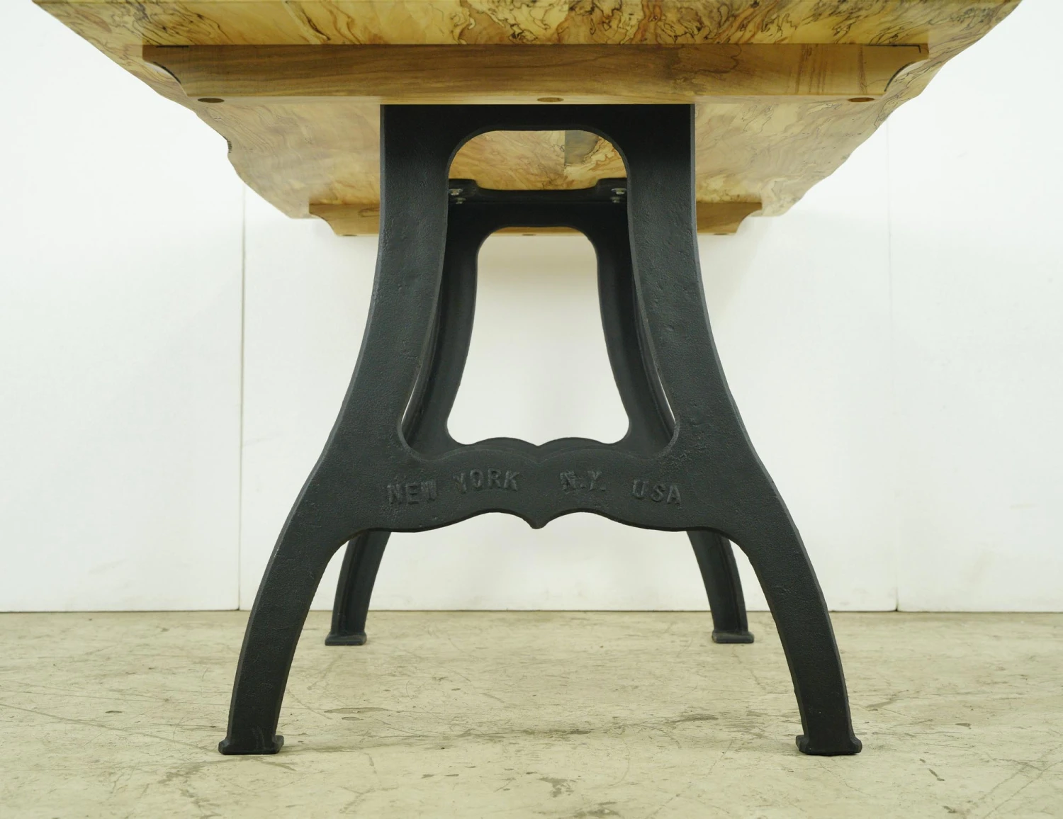 Handcrafted 57 In. Maple Live Edge NYC Cast Iron Leg Dining Table 8 Handcrafted 57 In. Maple Live Edge NYC Cast Iron Leg Dining Table - Image 6