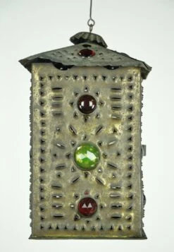 Antique Jeweled Punched Brass Candle Light Lantern 18 Antique Jeweled Punched Brass Candle Light Lantern -OGT Sale Store q284055 06