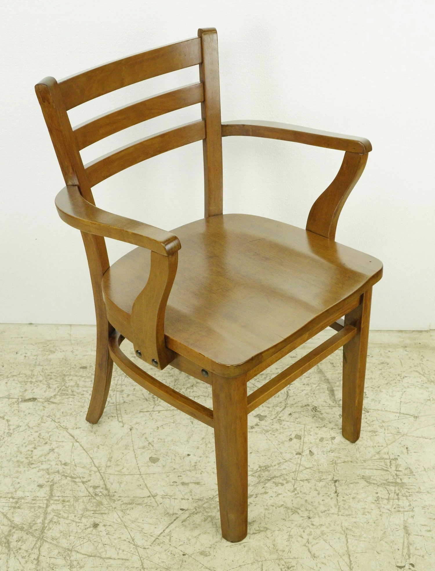 Vintage Maple Ladderback Wooden Arm Chair 6 Vintage Maple Ladderback Wooden Arm Chair - Image 4