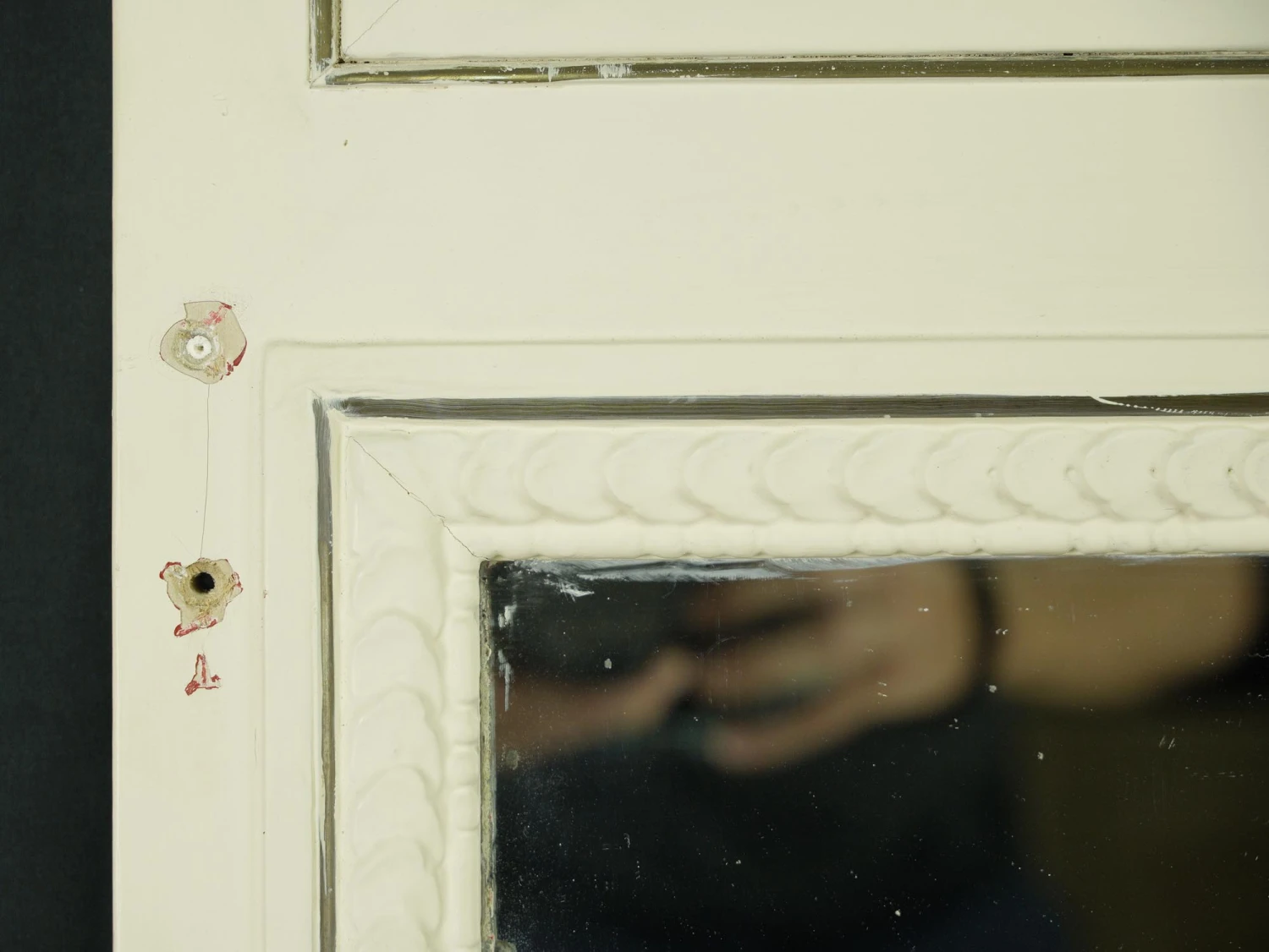 Antique 71 In. Carved Urn White Wooden Overmantel Mirror 9 Antique 71 In. Carved Urn White Wooden Overmantel Mirror - Image 7