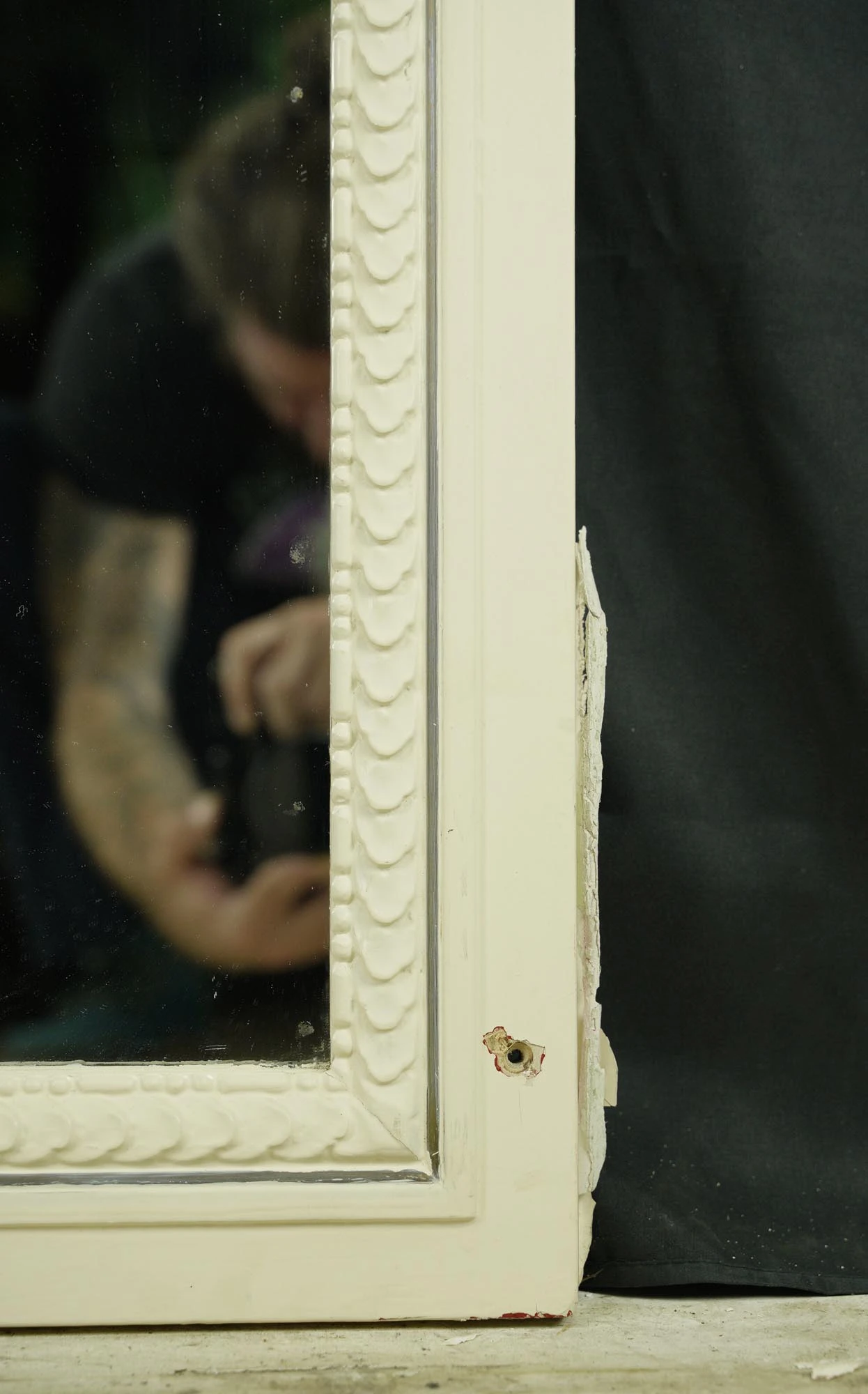 Antique 71 In. Carved Urn White Wooden Overmantel Mirror 10 Antique 71 In. Carved Urn White Wooden Overmantel Mirror - Image 8