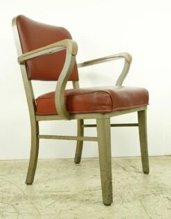Vintage Red Plastic & Tan Steel Frame Arm Chair -OGT Sale Store q284155 05