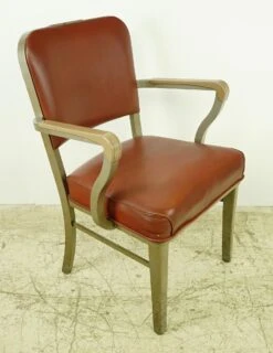 Vintage Red Plastic & Tan Steel Frame Arm Chair -OGT Sale Store q284155 06