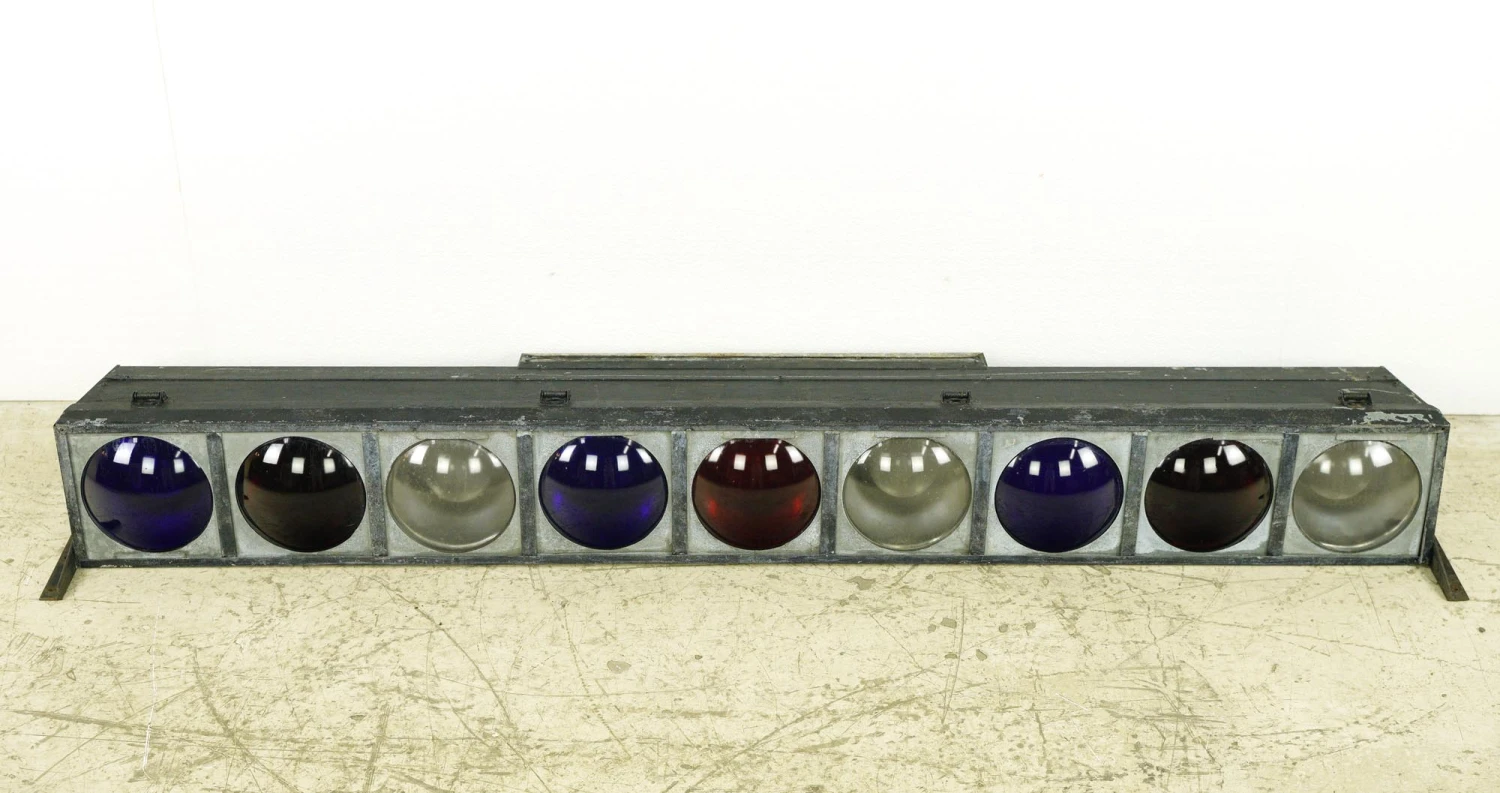 Vintage 56.25 In. Red, White & Blue Lens Steel Frame Stage Lights 7 Vintage 56.25 In. Red, White & Blue Lens Steel Frame Stage Lights - Image 5