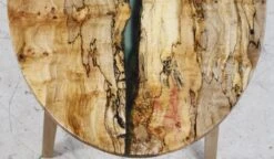 Handcrafted 53 In. Green Resin River Maple Tapered Leg Oval Coffee Table 17 Handcrafted 53 In. Green Resin River Maple Tapered Leg Oval Coffee Table -OGT Sale Store q284259 05