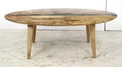 Handcrafted 53 In. Green Resin River Maple Tapered Leg Oval Coffee Table 21 Handcrafted 53 In. Green Resin River Maple Tapered Leg Oval Coffee Table -OGT Sale Store q284259 09