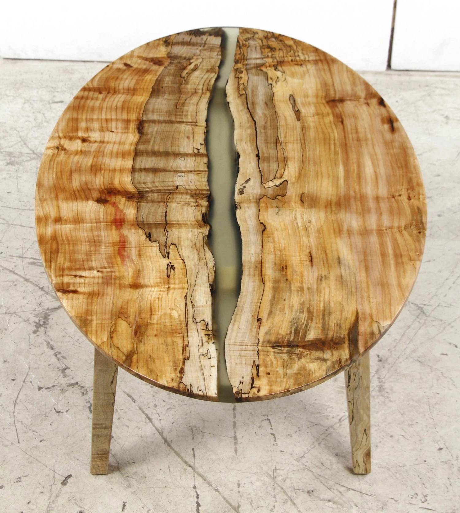 Handcrafted 53 In. Clear Resin River Maple Tapered Leg Oval Coffee Table 6 Handcrafted 53 In. Clear Resin River Maple Tapered Leg Oval Coffee Table - Image 4