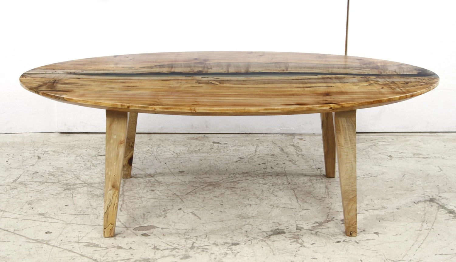 Handcrafted 53 In. Clear Resin River Maple Tapered Leg Oval Coffee Table 10 Handcrafted 53 In. Clear Resin River Maple Tapered Leg Oval Coffee Table - Image 8