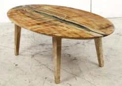Handcrafted 53 In. Clear Resin River Maple Tapered Leg Oval Coffee Table 21 Handcrafted 53 In. Clear Resin River Maple Tapered Leg Oval Coffee Table -OGT Sale Store q284260 10